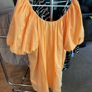 Women's Orange Puff Sleeve Dress